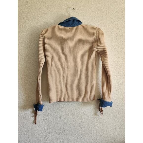 Y2k Cavalini Women's 2 Tone Long Sleeve Top L - Picture 2 of 8